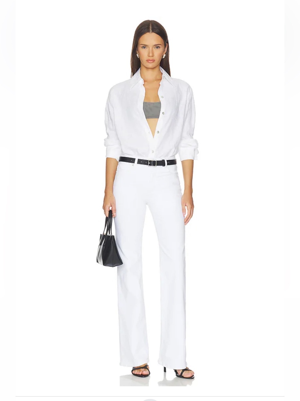 NWT PAIGE Sofia Mid Rise Flare Jeans Crisp White Size 25